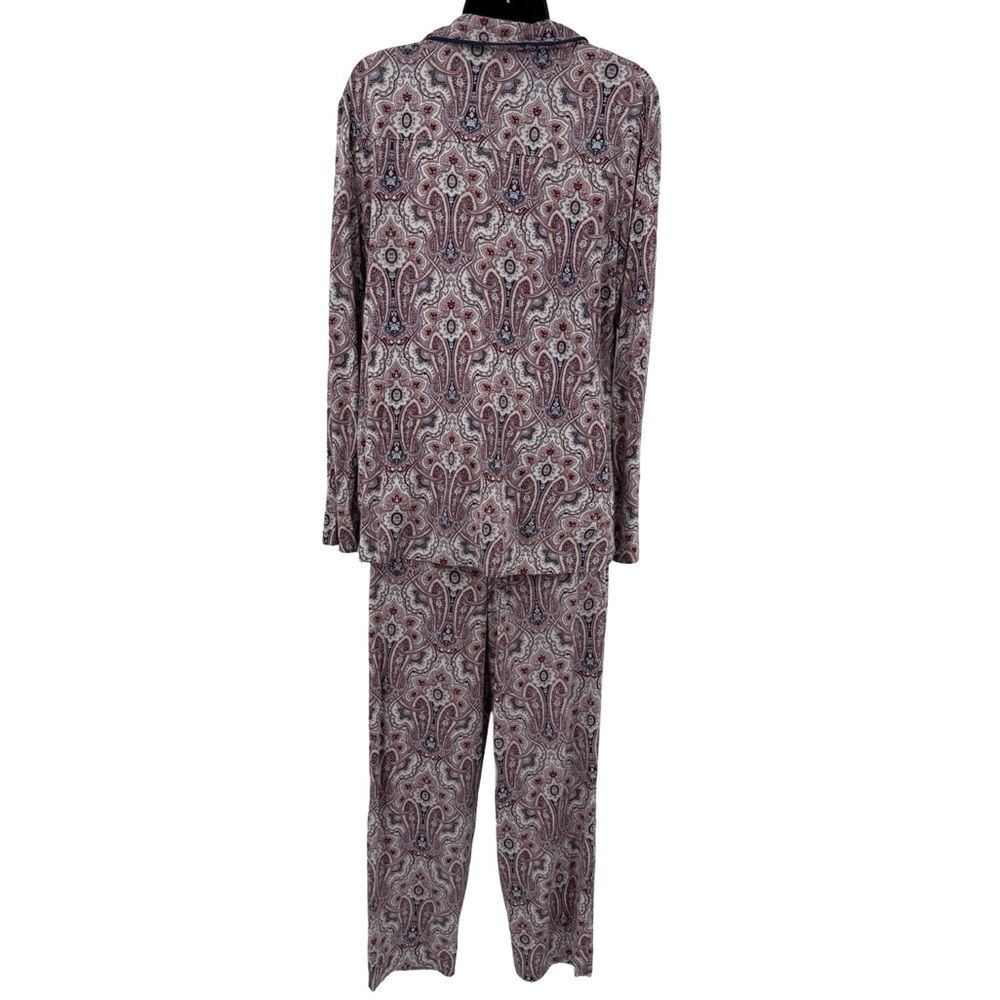 Soma Paisley Pajama Set in Maroon/Navy Multi | Top Large / Pants Medium - Picture 3 of 9